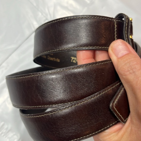 Lejon men’s 42 BROWN GLAZED ANILINE steerhide BELT fits 39-43” vtg BRASS BUCKLE - Picture 12 of 12